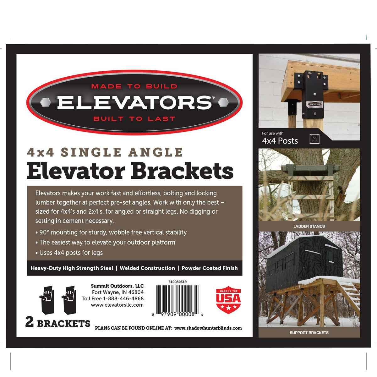 Elevators 4x4 Single Angle Brackets - Shadow Hunter Blinds