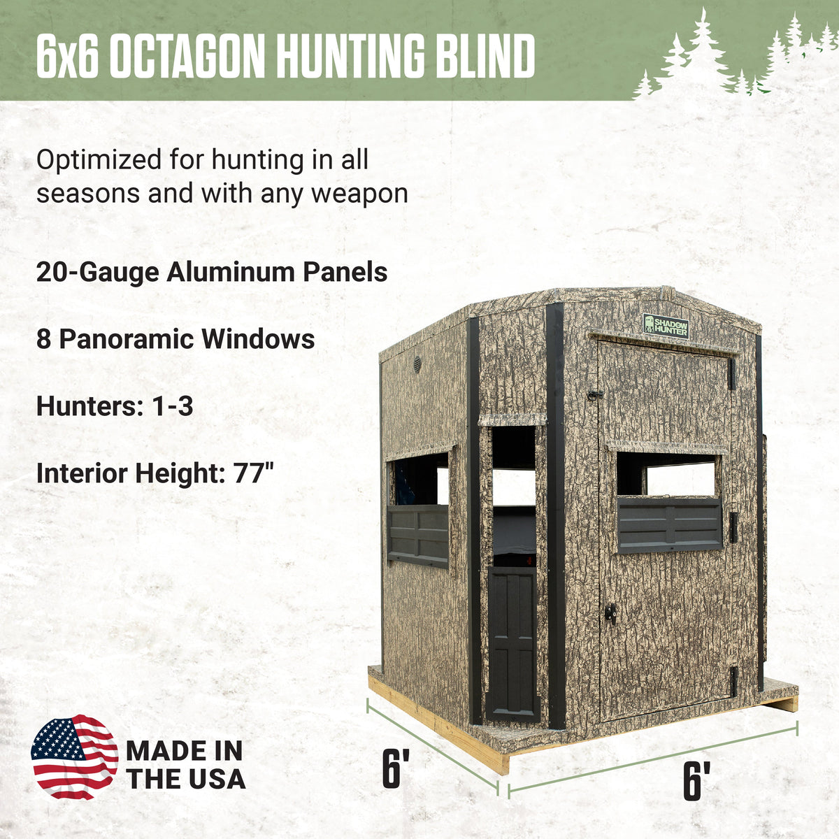 Shadow Hunter 6x6 Octagon Hunting Blind - Shadow Hunter Blinds