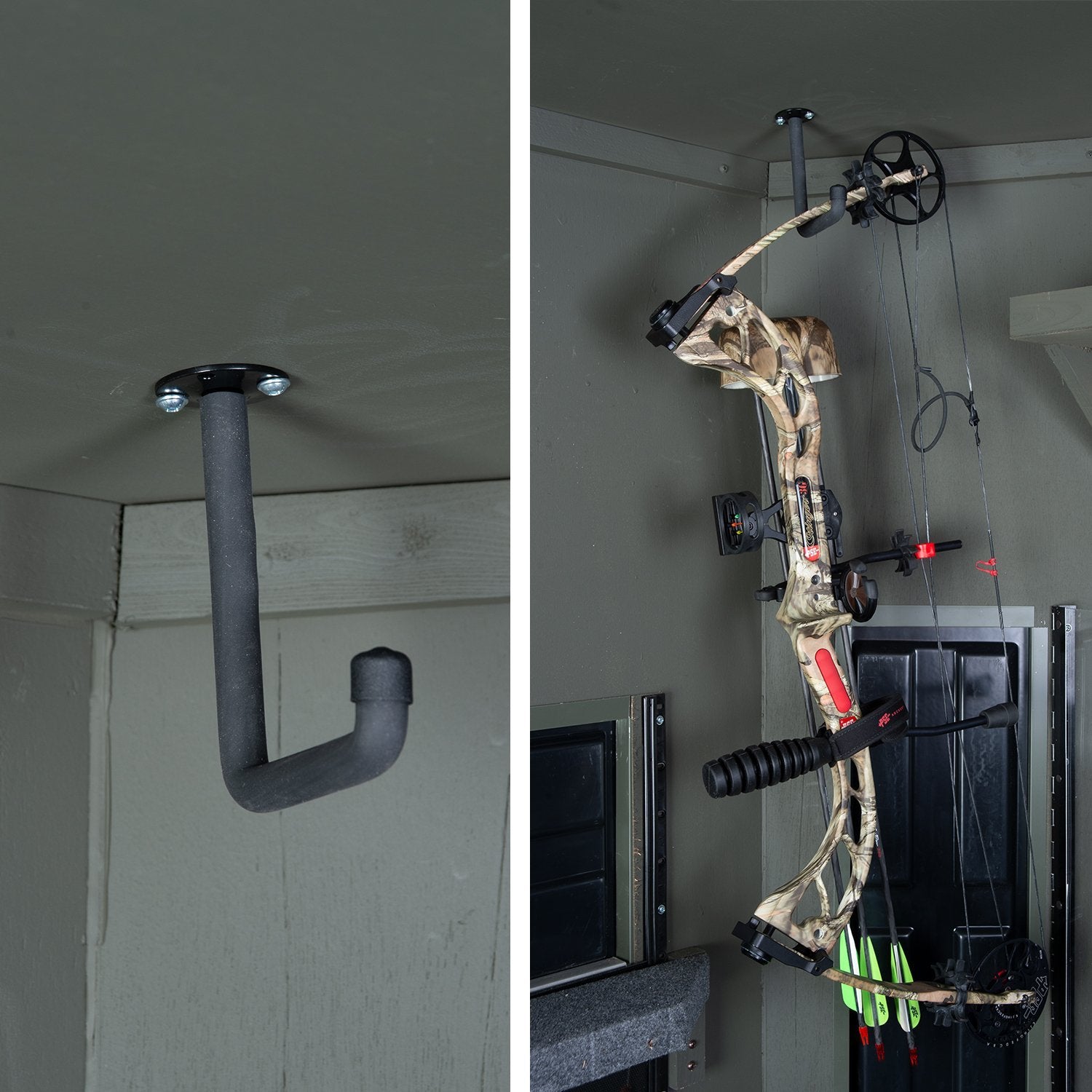 Ceiling Mounted Bow Holder - For Use In Hunting Blind - Shadow Hunter Blinds