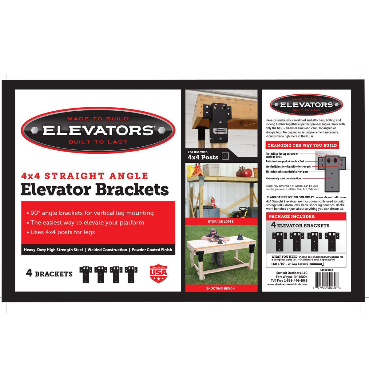 Elevators 4x4 Straight Angle Brackets - Shadow Hunter Blinds